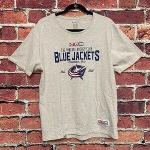 Columbus Blue Jackets T-Shirt Adult Men Large L Gray White NHL Hockey